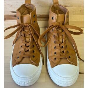 MATA High Top Platform Sneakers Faux Leather Gold/Tan Women's Sz 38/7.5